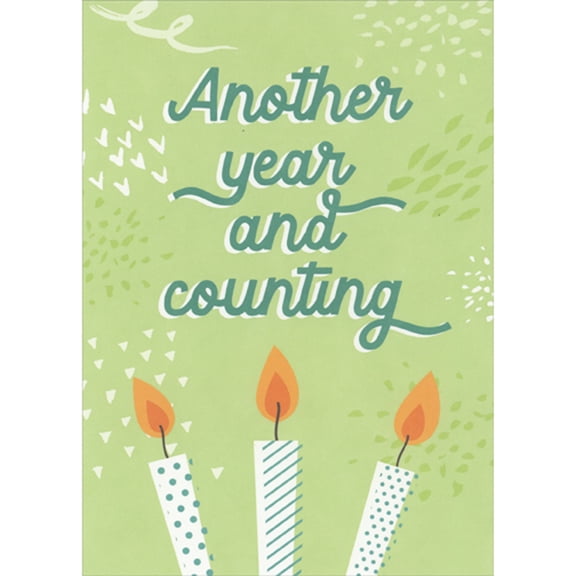 RSVP Another Year and Counting: Candles on Green Funny Birthday Card