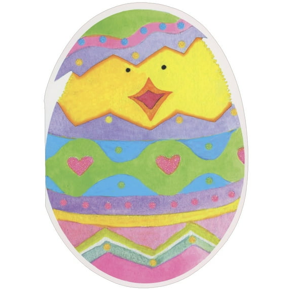 RSVP Baby Chick Hatching Through Decorated Egg Die Cut Oval Easter Card