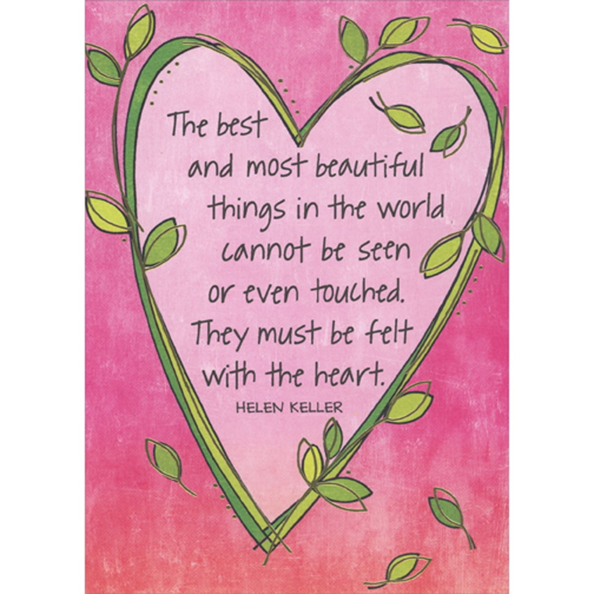 RSVP Best and Most Beautiful Things Quote: Pink Heart with Vine