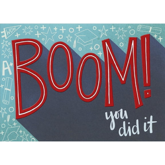 RSVP Big Red Foil Boom: You Did It High School Graduation Congratulations Card