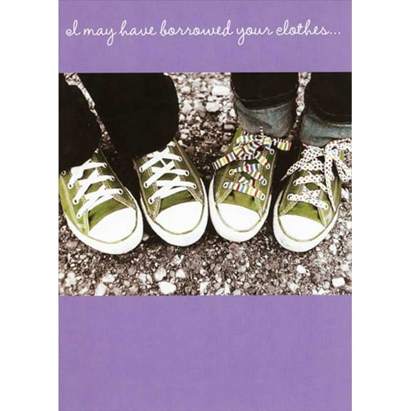 RSVP Borrowed Your Clothes : 4 Green Sneakers Birthday Card for Sister