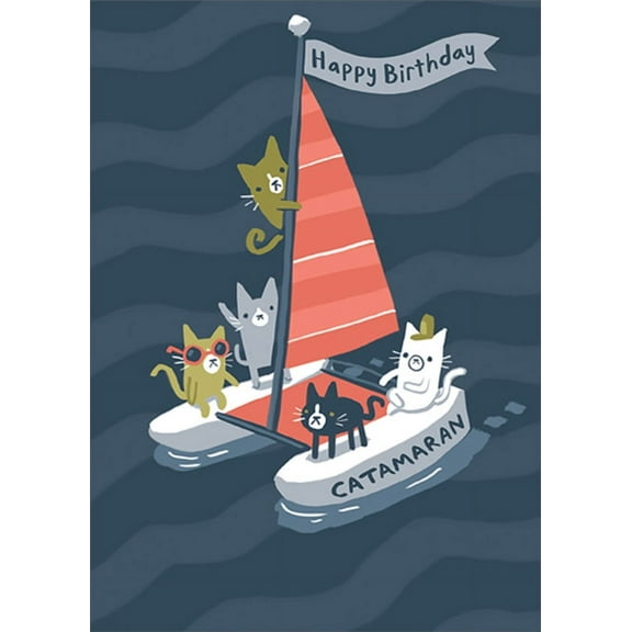 RSVP Catamaran Cute Funny / Humorous Cat Birthday Card
