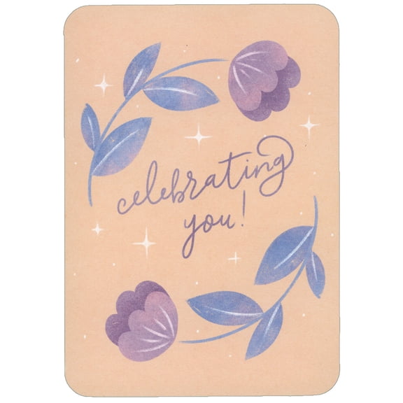 RSVP Celebrating You: Curving Blue and Purple Flowers Frame Birthday Card
