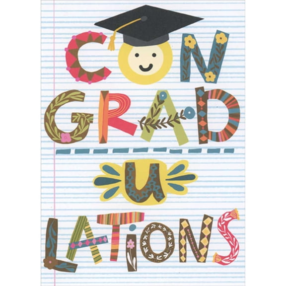 RSVP Con Grad U Lations: Smiley Face O with Grad Cap Graduation Card