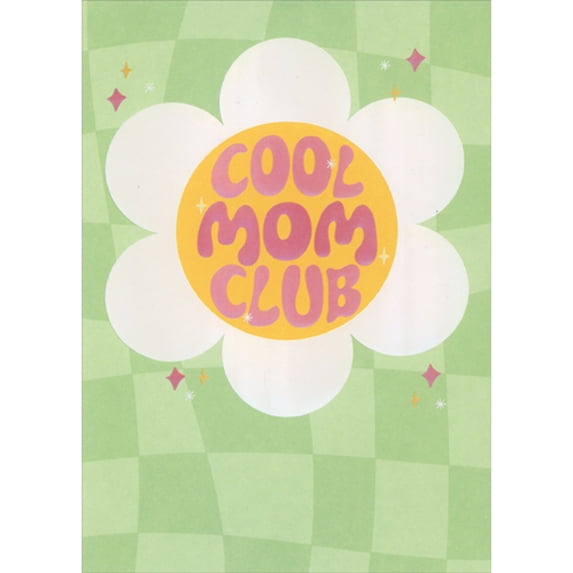 RSVP Cool Mom Club Daisy on Light Green Checkerboard Mother's Day Card