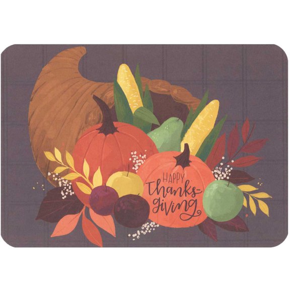 RSVP Cornucopia with Ears of Corn, Pumpkins and Fall Fruit Thanksgiving Card