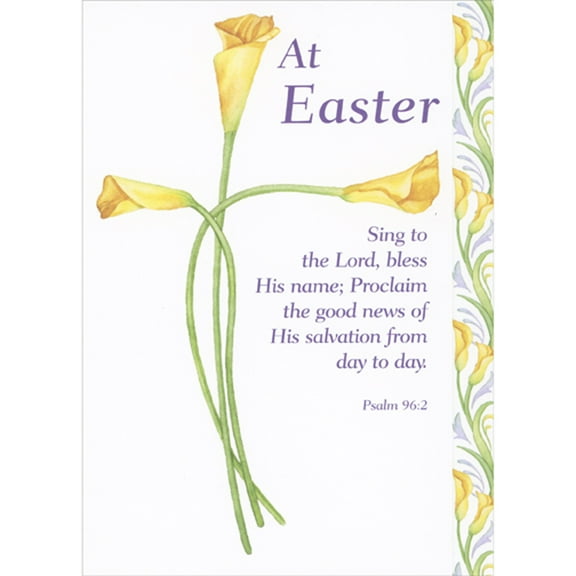 RSVP Cross of Yellow Flowers: Sing to the Lord Scripture Verse Religious Easter Card
