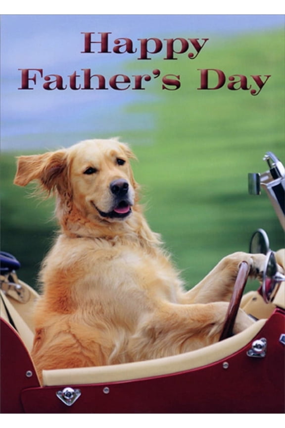 RSVP Dog Driving Red Car Humorous : Funny Father's Day Card