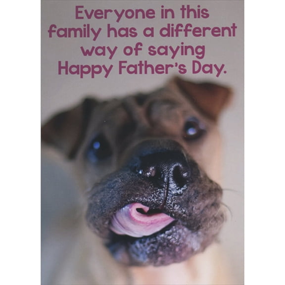 RSVP Dog Face Closeup: Different Way of Saying Humorous / Funny Father's Day Card from Dog