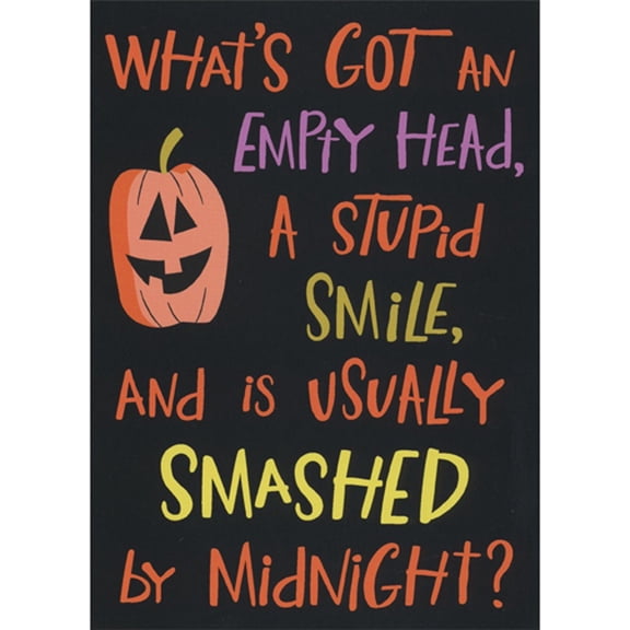 RSVP Empty Head, Stupid Smile and Smashed by Midnight Funny / Humorous Halloween Card