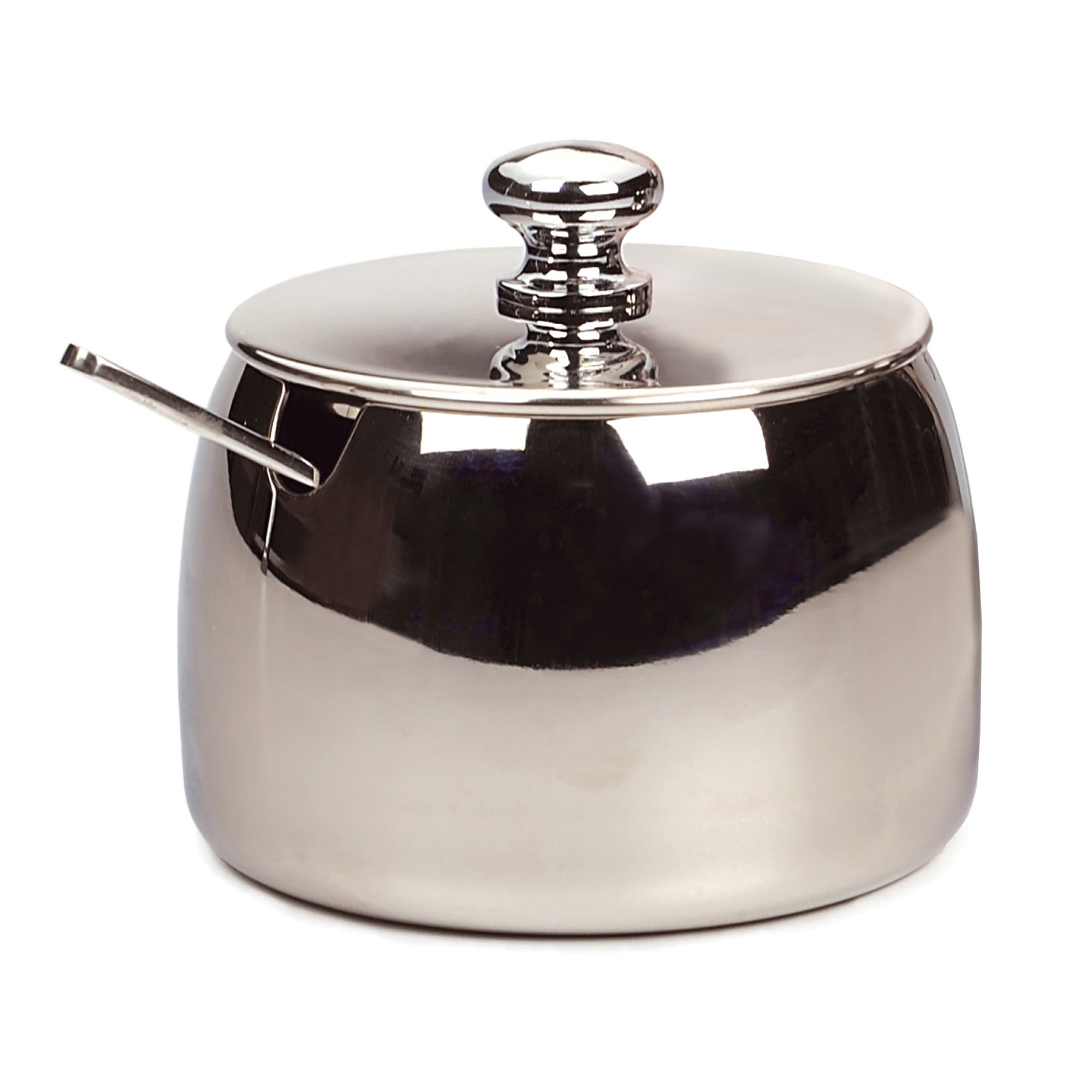 RSVP Polished Stainless Steel Sugar Bowl with Lid and Spoon