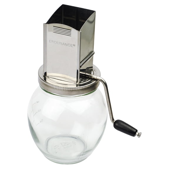 RSVP Endurance Vintage Stainless Steel Hopper Hand Crank 1.25-Cup Jar Nutgrinder