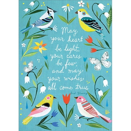 RSVP Folk Art Birds : May Your Heart Be Light Feminine Birthday Card for Her : Woman : Women