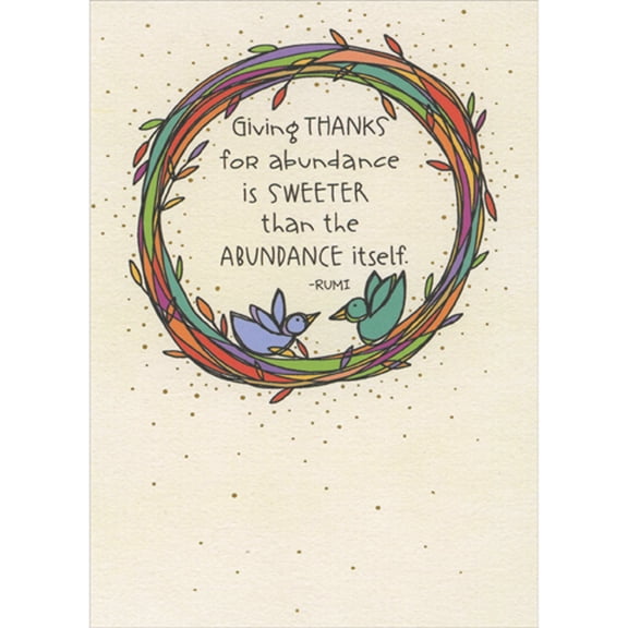 RSVP Giving Thanks for Abundance: Two Birds on Colorful Wreath Thanksgiving Card