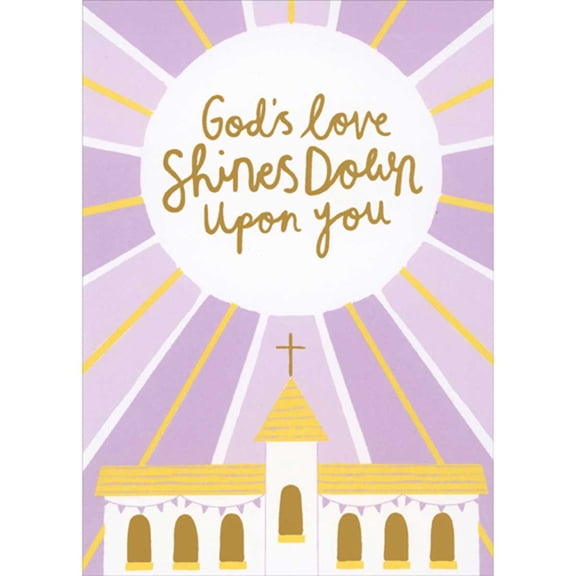 RSVP God's Love Shines Down Upon You: Sunbursts Over Church Confirmation Card