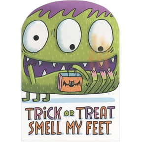 RSVP Green Monster with Three Eyes: Trick or Treat Smell My Feet Funny Halloween Card for Boy