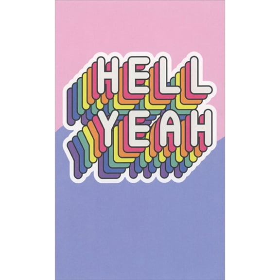 RSVP Hell Yeah: Retro Rainbow Layered Letters Funny Money Holder / Gift Card Holder Graduation Card