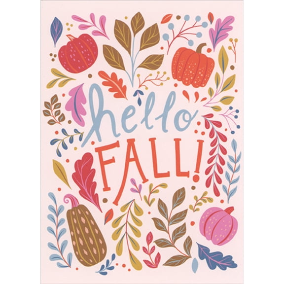 RSVP Hello Fall: Brightly Colored Leaves and Gourds Thanksgiving Card
