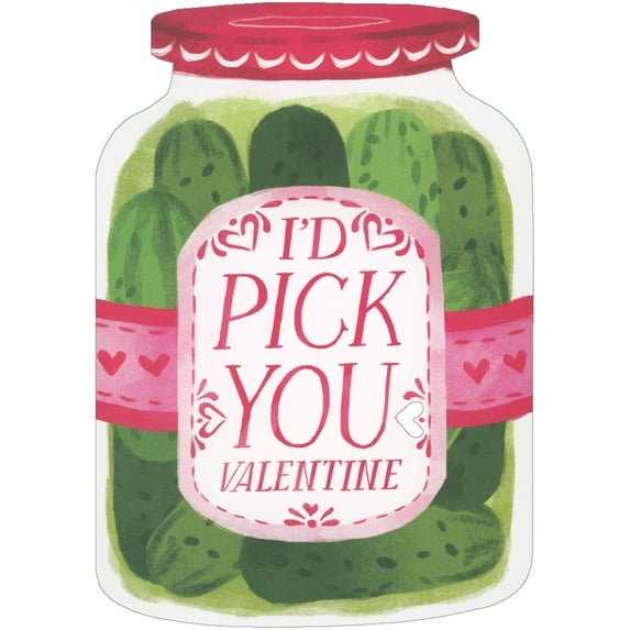 RSVP I'd Pick You: Bottle of Dill Pickles with Pink Label Romantic, Funny / Humorous Valentine's Day Card