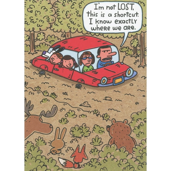 RSVP I'm Not Lost: Dad Taking Shortcut Through Forest Funny / Humorous Father's Day Card
