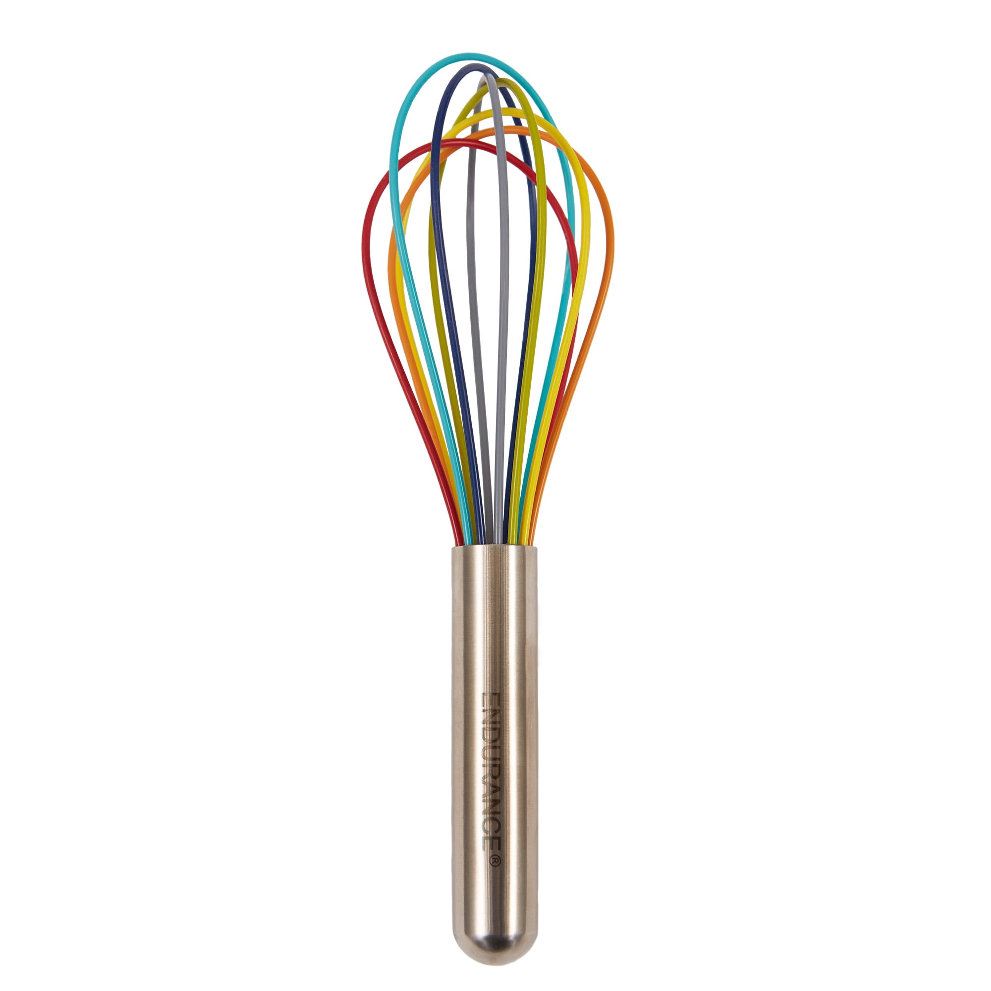 8-Inch Rainbow Silicone-Coated Balloon Whisk with Stainless Steel Handle