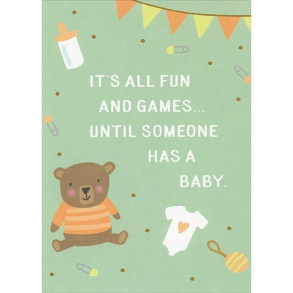 RSVP It's All Fun and Games Until Someone Has a Baby Funny Congratulations New Baby Card