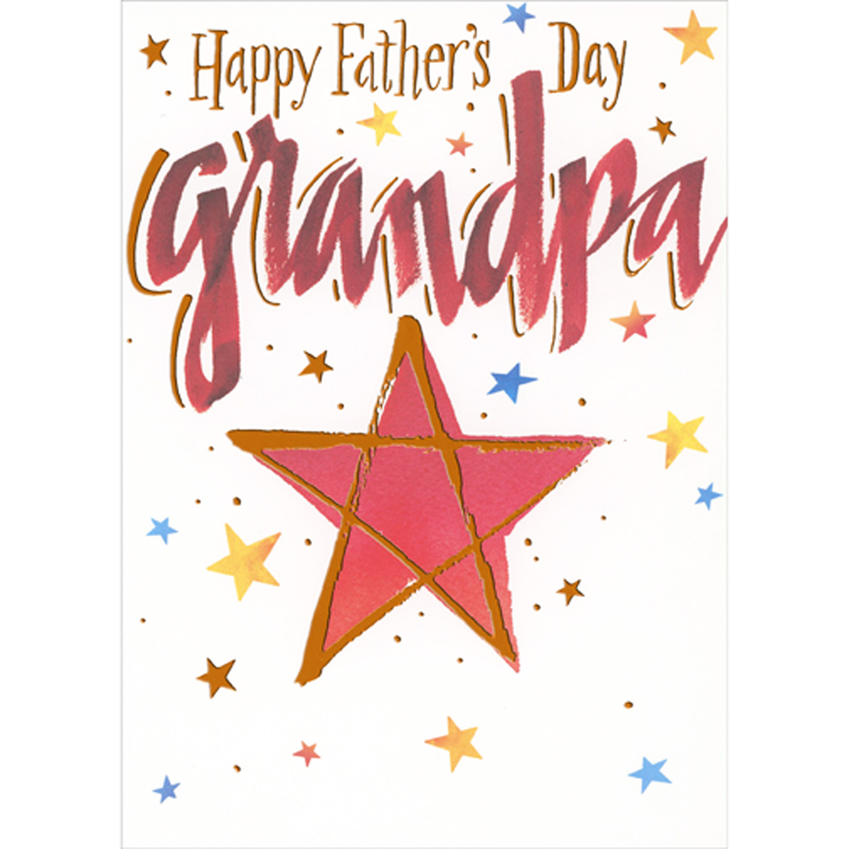 Red Star Father RSVP Large Red Star with Foil Accents and Small Colorful Stars Father's ...