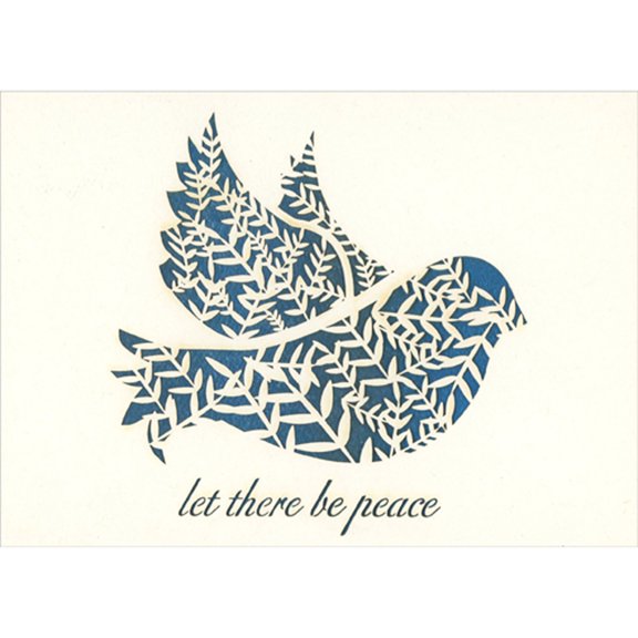 RSVP Let There Be Peace Die Cut Dove with Vine Patterns Christmas Card