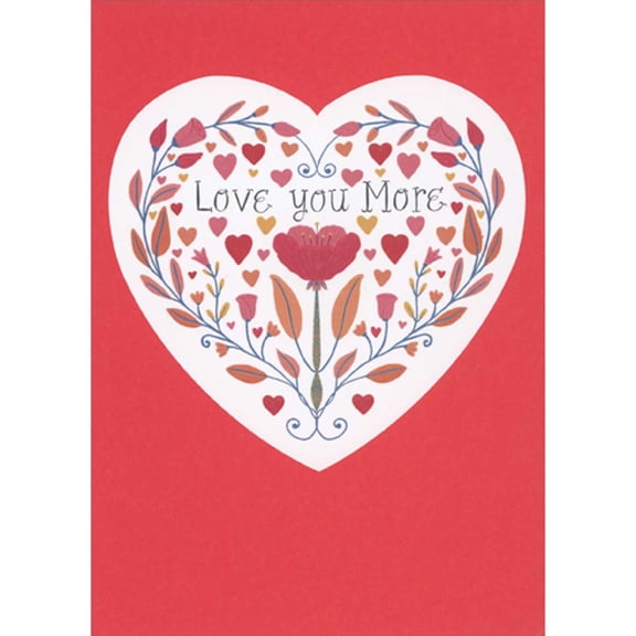 RSVP Love You More: Flowers Inside Heart Shape Romantic Valentine's Day Card for Wife, Husband, Girlfriend, Boyfriend