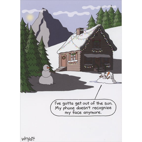 RSVP Melting Snowman: Phone Doesn't Recognize My Face Funny Christmas Card