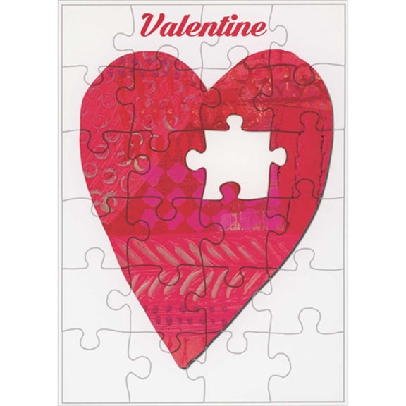 RSVP Missing Piece in Heart Shaped Puzzle Die Cut Romantic Valentine's Day Card for Wife, Husband, Girlfriend, Boyfriend
