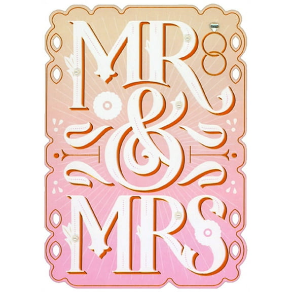 RSVP Mr and Mrs : Embossed Letters on Pink, 3D Gem and Pearl Beads Hand Decorated Premium Wedding Congratulations Card