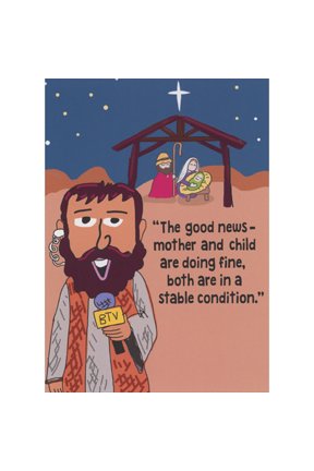 RSVP Nativity Reporter: Mother and Child are in Stable Condition Funny Christmas Card