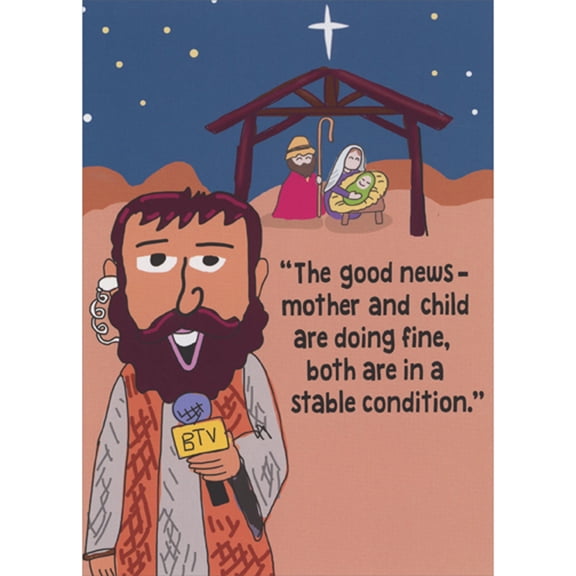 RSVP Nativity Reporter: Mother and Child are in Stable Condition Funny Christmas Card