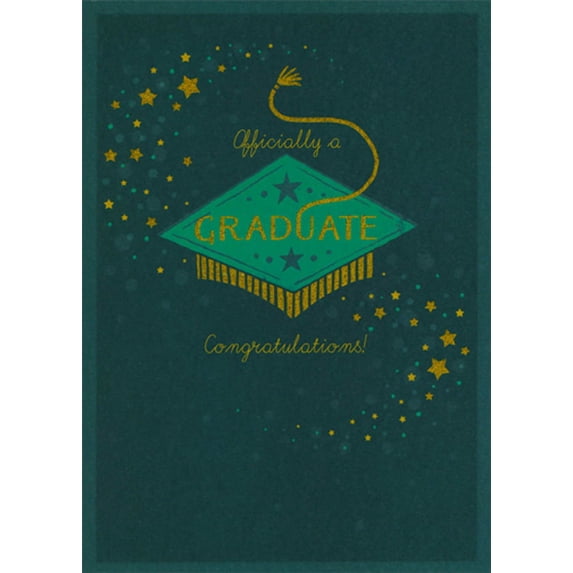 RSVP Officially a Graduate : Cap on Green Graduation Congratulations Card