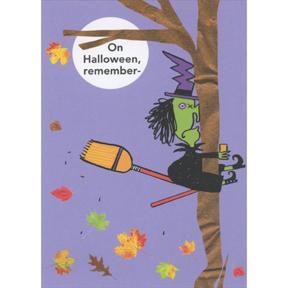 RSVP On Halloween Remember: Witch Crashed into Tree Trunk Funny / Humorous Halloween Card