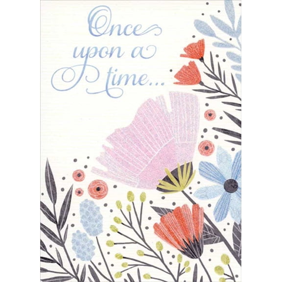 RSVP Once Upon A Time Sparkling Flowers Feminine Birthday Card for Woman : Her