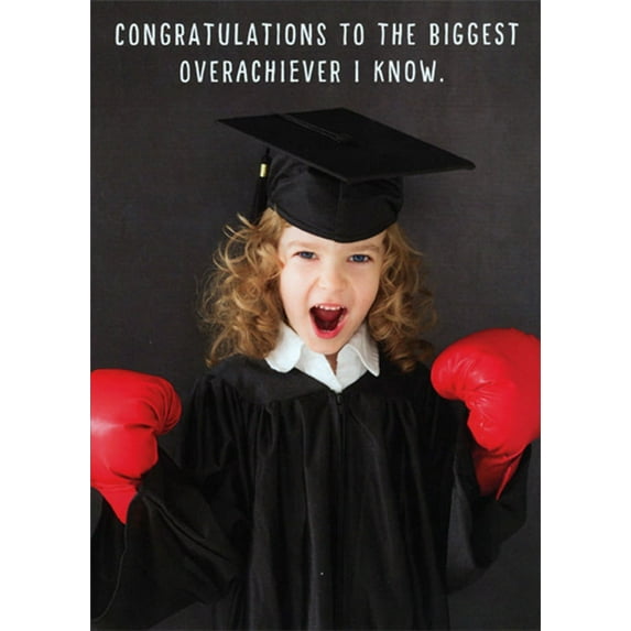 RSVP Overachiever : Girl With Boxing Gloves Funny Graduation Congratulations Card for Her : Woman : Girl