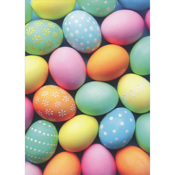 RSVP Overhead View of Dyed and Painted Eggs Touching Shells Easter Card