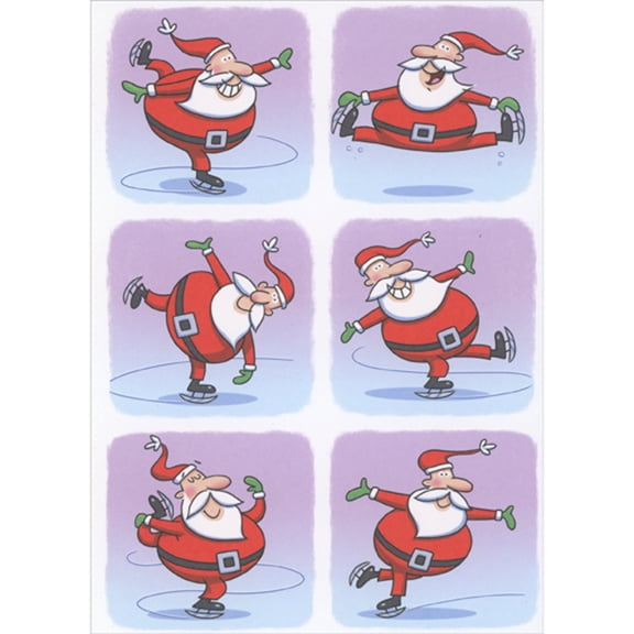 RSVP Panels of Santa Performing Ice Skating Moves Christmas Card
