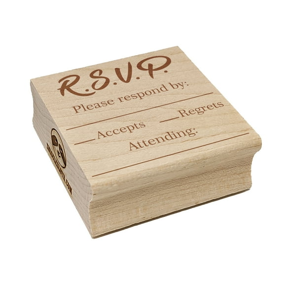 RSVP Please Respond By Blank Fill-In Wedding Invitation Square Rubber Stamp Stamping Scrapbooking Crafting - Small 1.25in