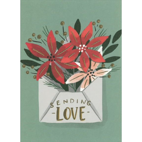 RSVP Poinsettias in Envelope: Sending Love Christmas Card for Mom