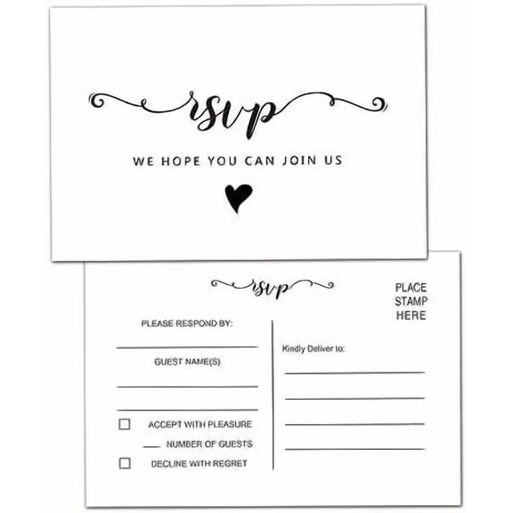 RSVP Postcards, Pack of 50 Blank RSVP Cards Stock for Weddings, Receptions, Showers, Birthday Parties, Celebrations, and Special Events, No Envelopes Needed 4"x6"$$Office