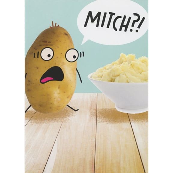 RSVP Potato Man Staring at Bowl of Mashed Potatoes Funny Thanksgiving Card