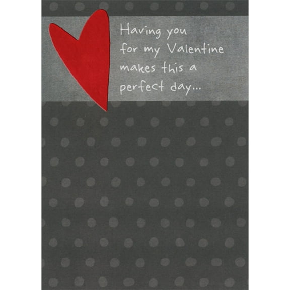 RSVP Red Foil Heart Over Gray Banner and Polka Dots: Perfect Day Valentine's Day Card for Husband