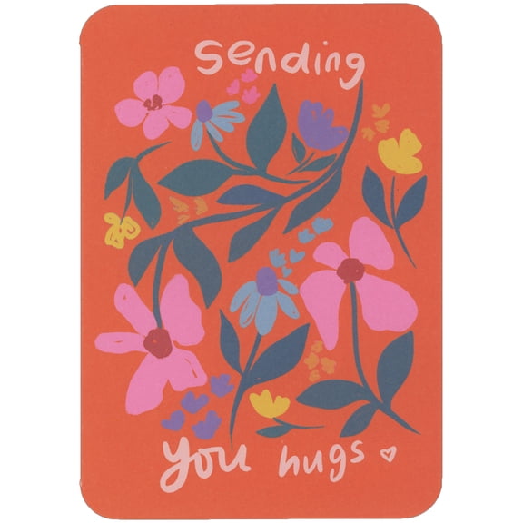 RSVP Sending You Hugs: Flowers and Stems on Orange Get Well Card