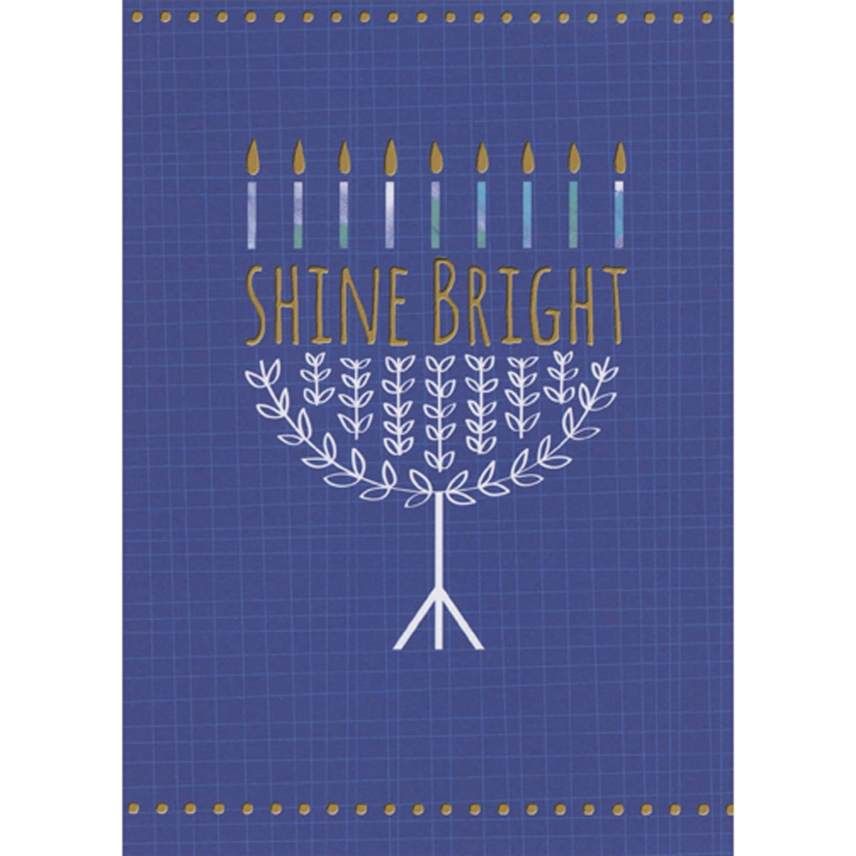 RSVP Shine Bright: White Branches and Leaves Menorah on Blue Hanukkah Card