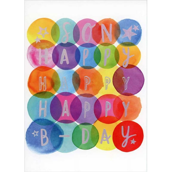 RSVP Silver Foil Letters : Colorful Circles Birthday Card for Son