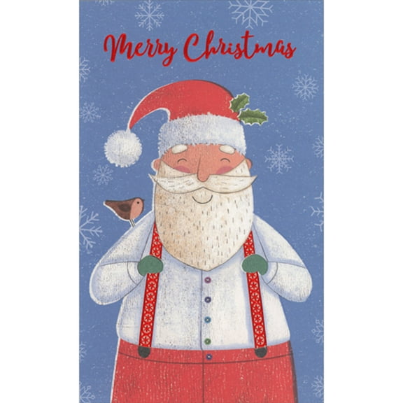 RSVP Smiling Santa Holding His Red Suspenders Money Holder / Gift Card Holder Christmas Card