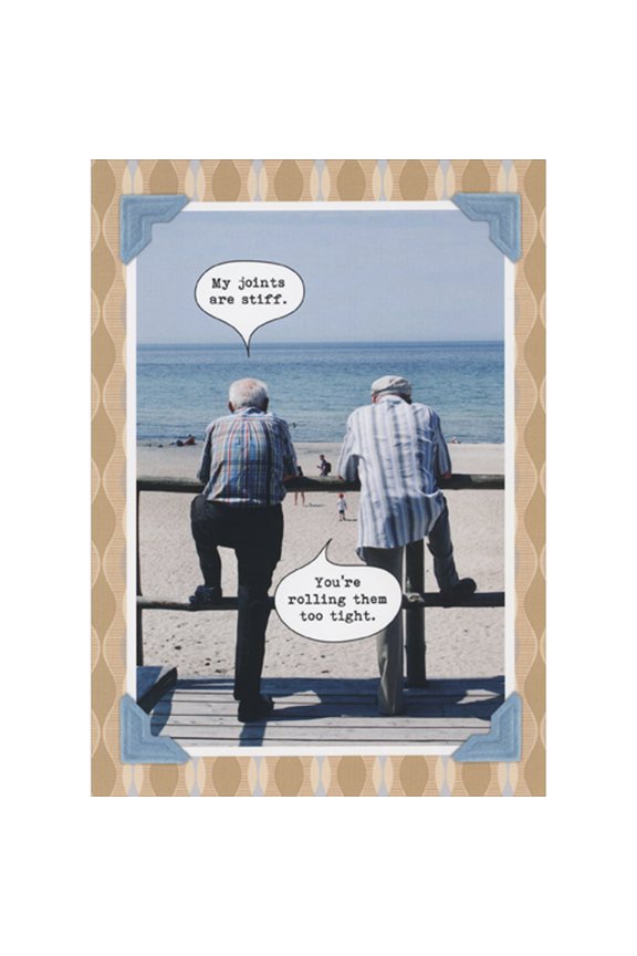 RSVP Stiff Joints: Old Men on Beach Funny Birthday Card